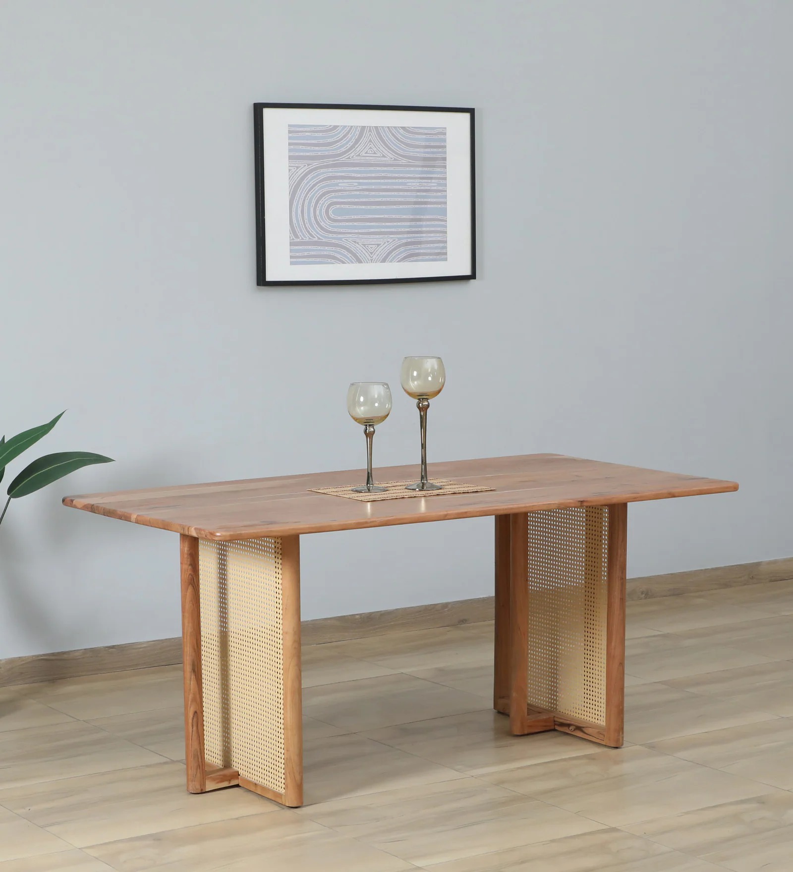 Swani Assen Acacia Wood 6-Seater Dining Table – Natural Finish