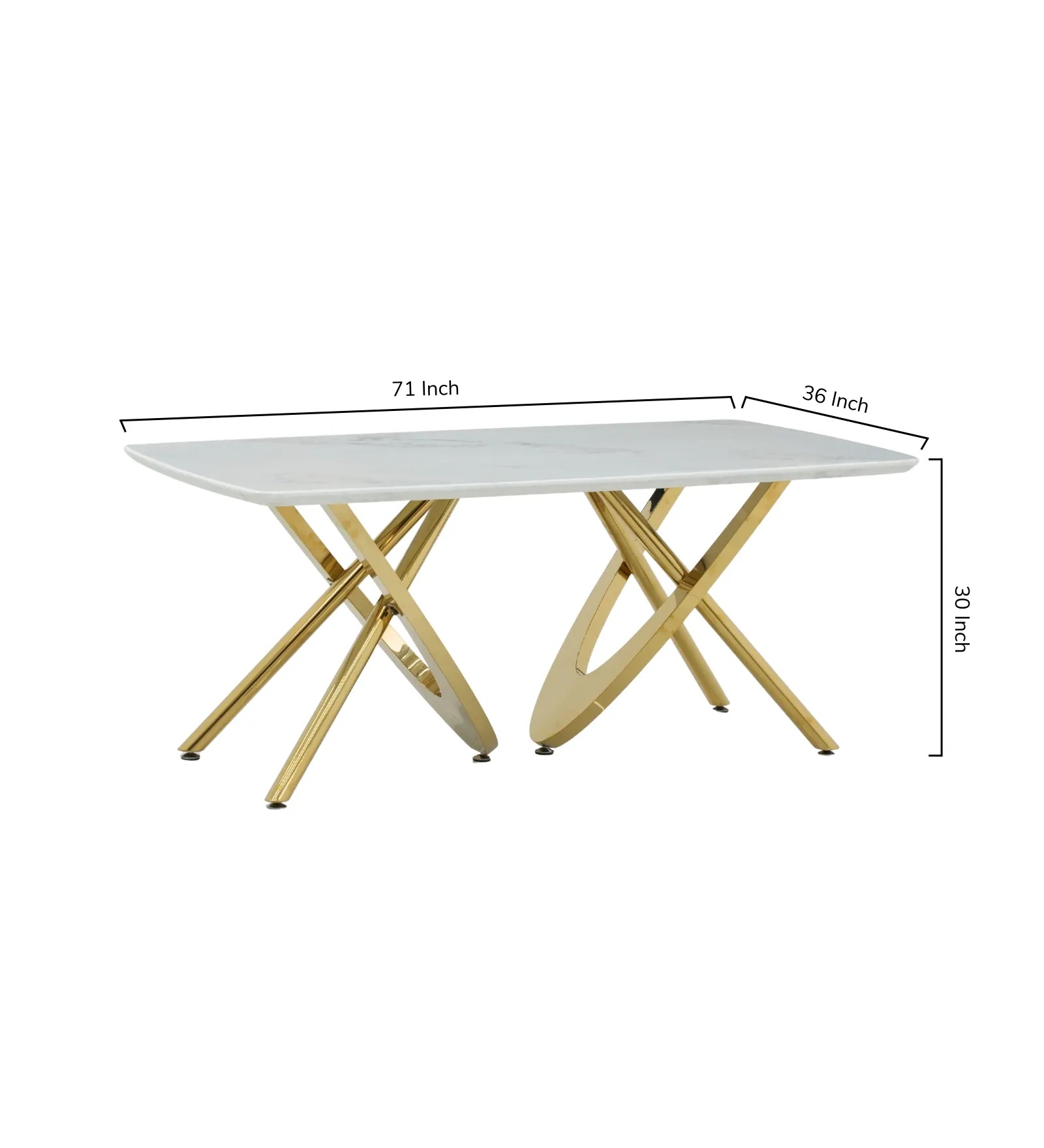 Swani Romania Italian Marble 6-Seater Dining Table – White Finish - Image 2