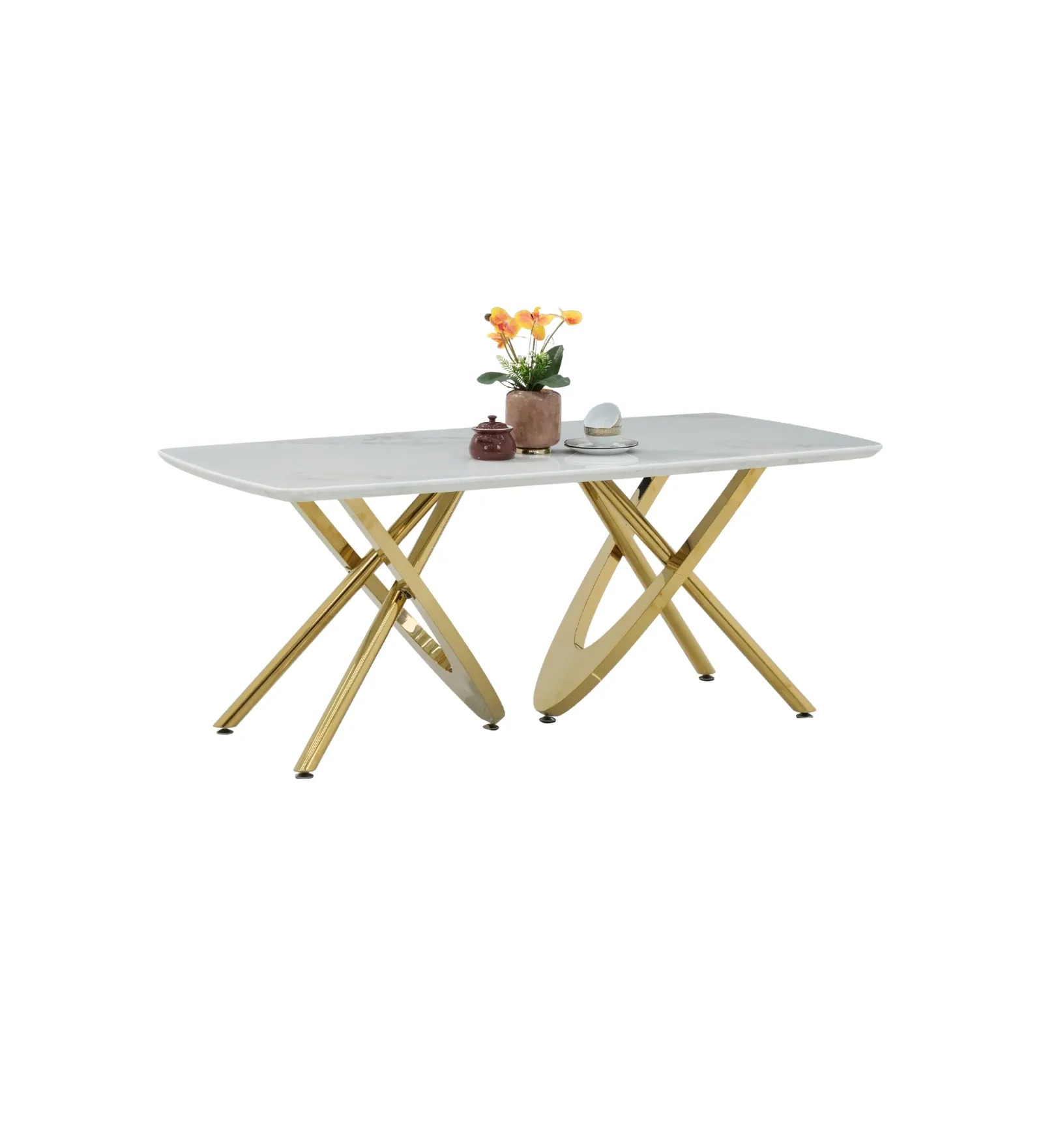 Swani Romania Italian Marble 6-Seater Dining Table – White Finish - Image 3