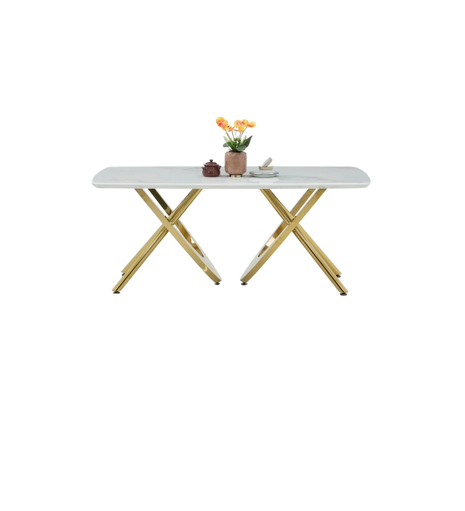 Swani Romania Italian Marble 6-Seater Dining Table – White Finish - Image 9