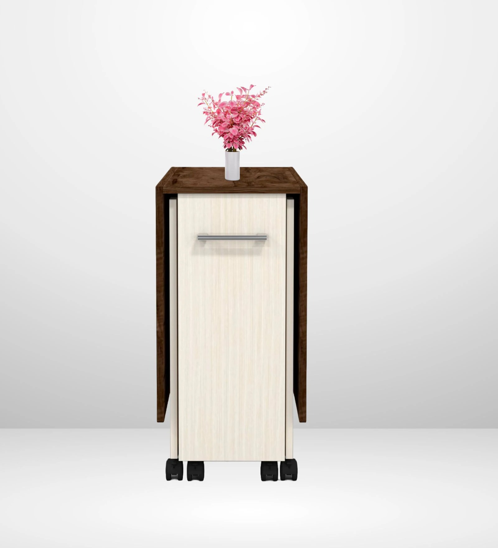 Swani Adam Folding Dining Table with Crockery Unit & Storage Shelf – Cochwood Brown & Highland Pine Finish - Image 11