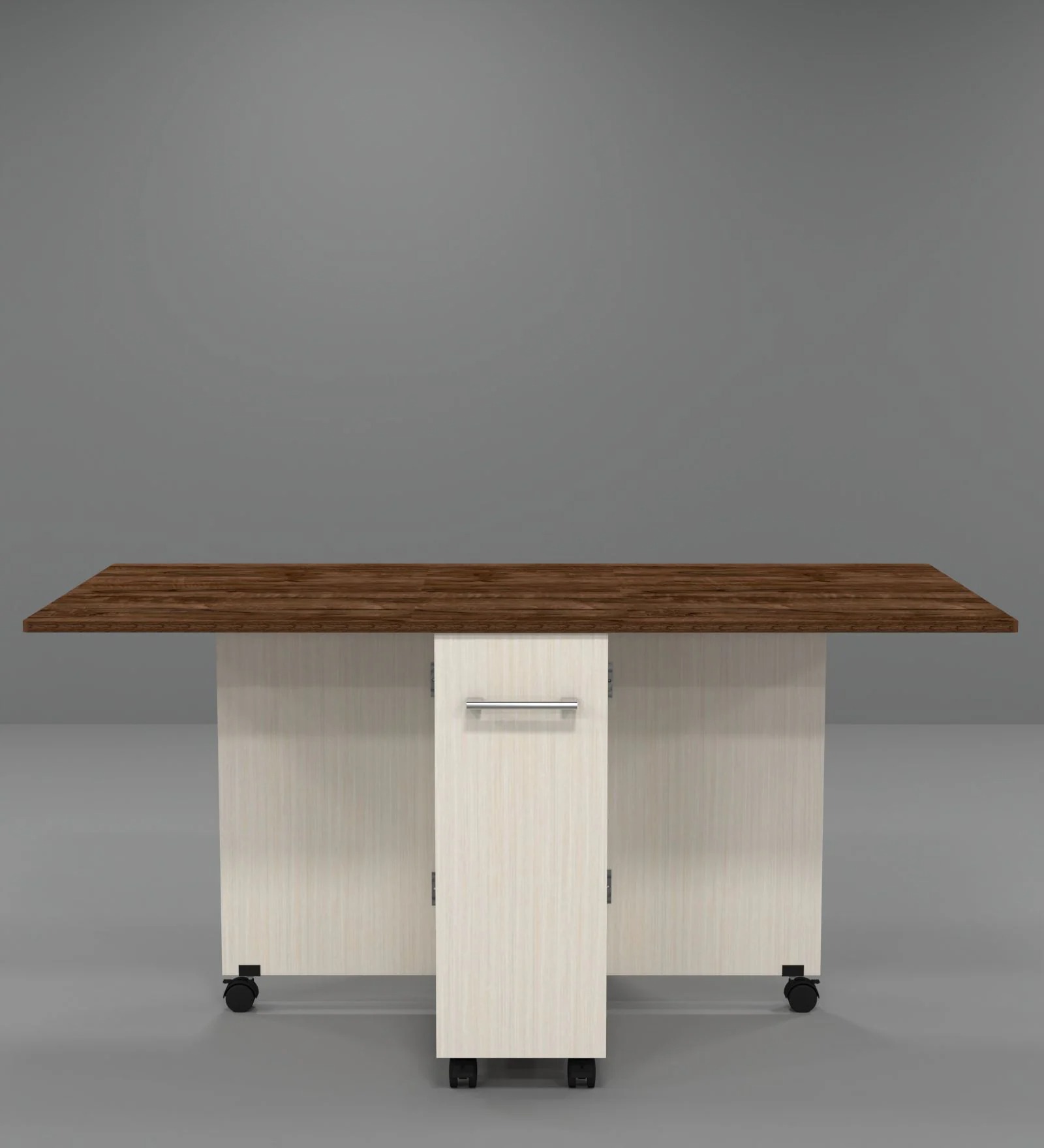 Swani Adam Folding Dining Table with Crockery Unit & Storage Shelf – Cochwood Brown & Highland Pine Finish - Image 12