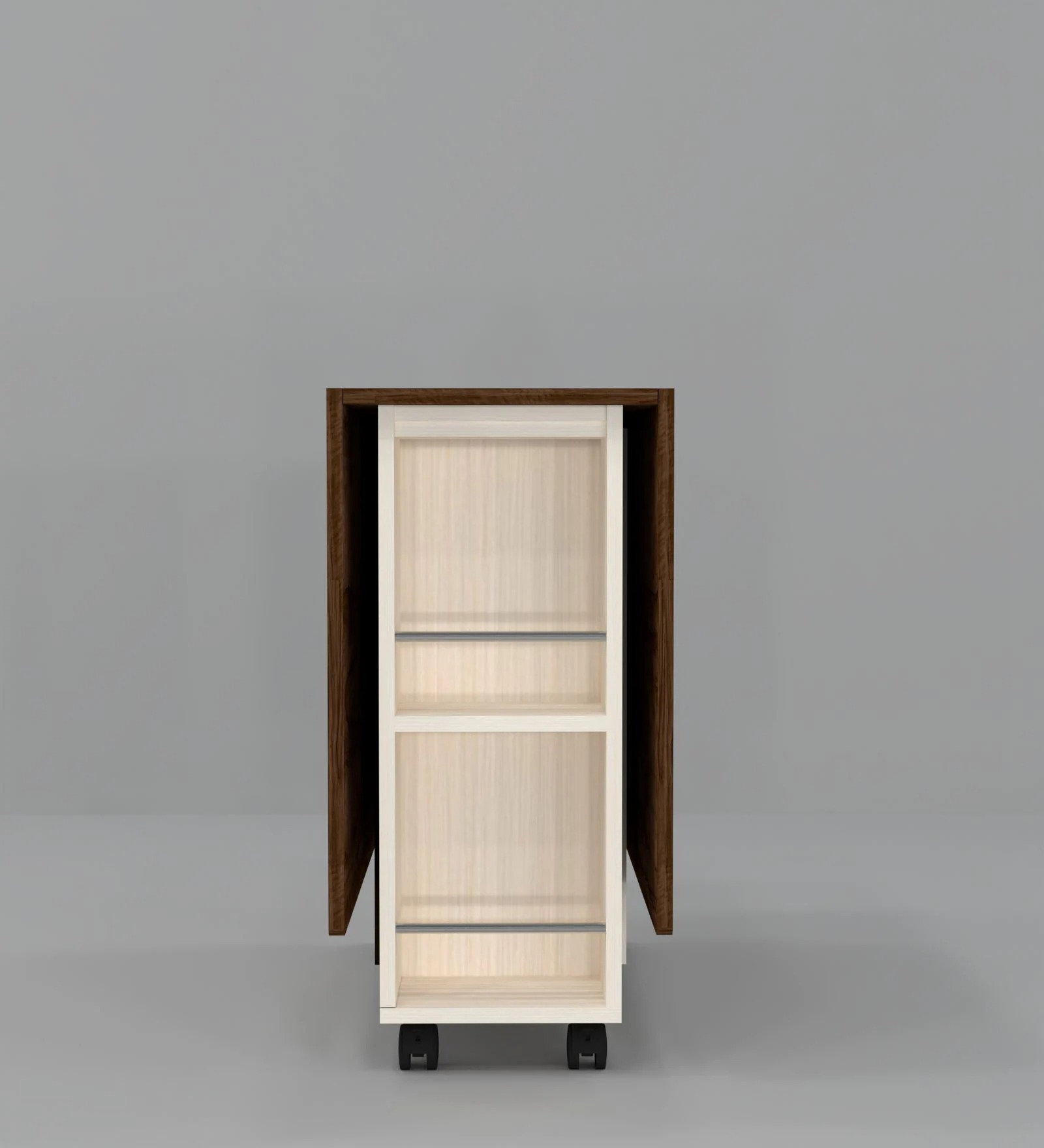 Swani Adam Folding Dining Table with Crockery Unit & Storage Shelf – Cochwood Brown & Highland Pine Finish - Image 9