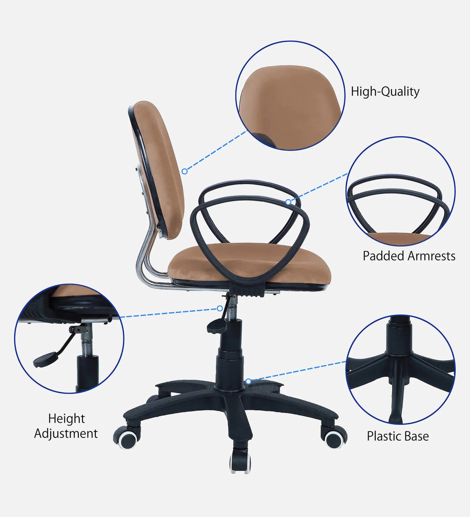 Low Back Ergonomic Office Chair in Beige – Comfortable Work Chair | Swani Furniture - Image 6