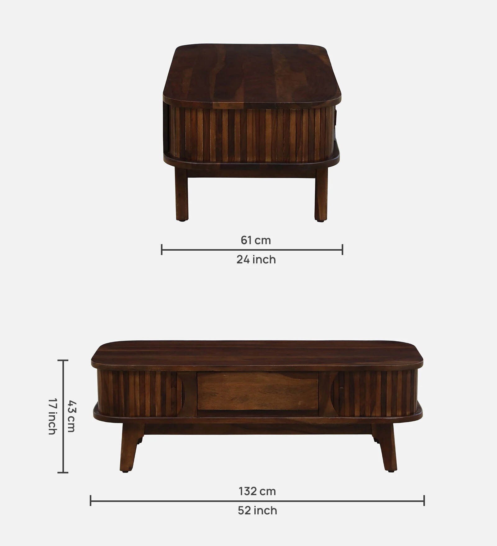 Swani Furniture TVestfold Sheesham Wood Shutter Coffee Table – Scratch-Resistant Provincial Teak Finish - Image 2
