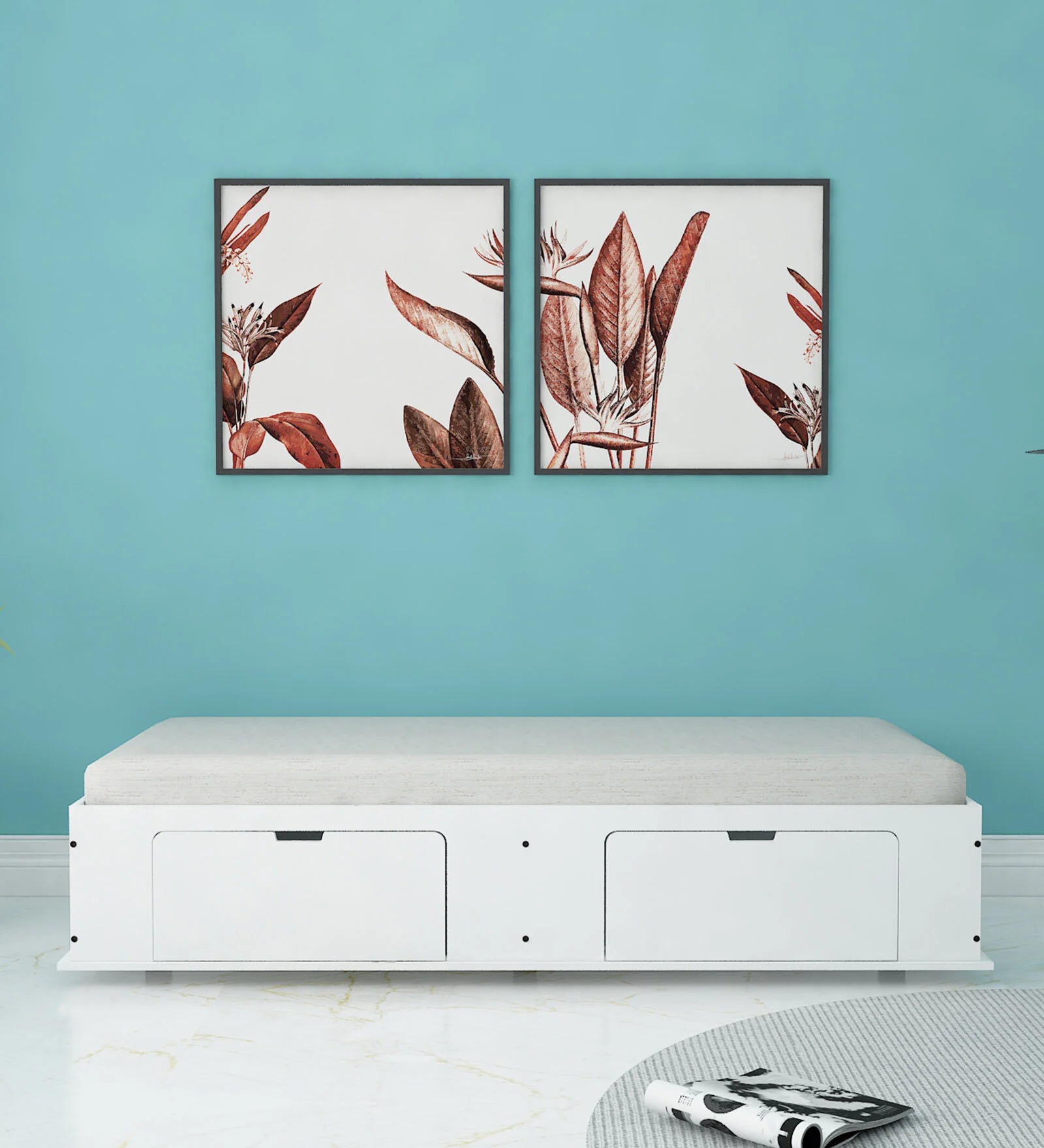 White Diwan Bed with Storage – Modern Space-Saving Single Bed | Swani Furniture