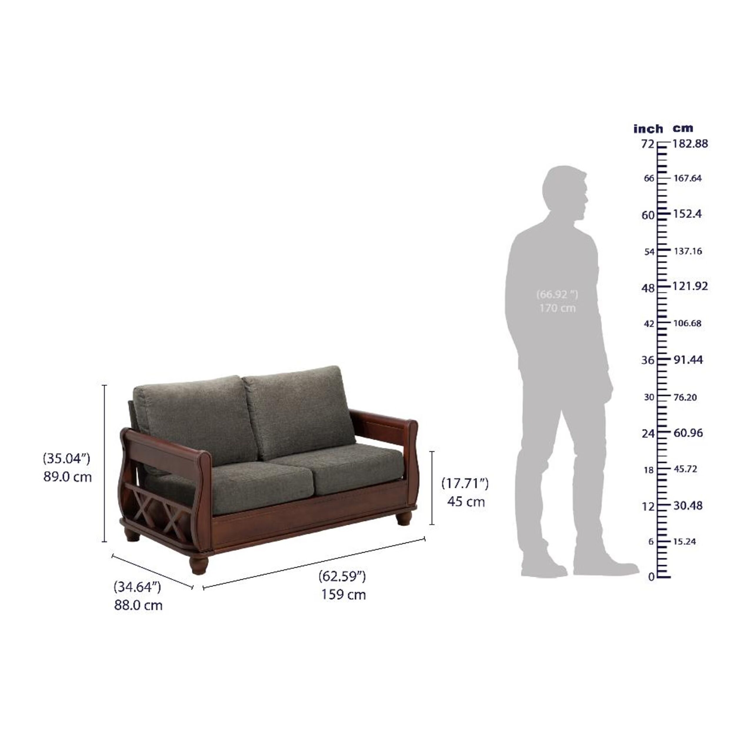 Swani Stefano 2 Seater Sofa – Modern Compact Fabric Sofa - Image 3