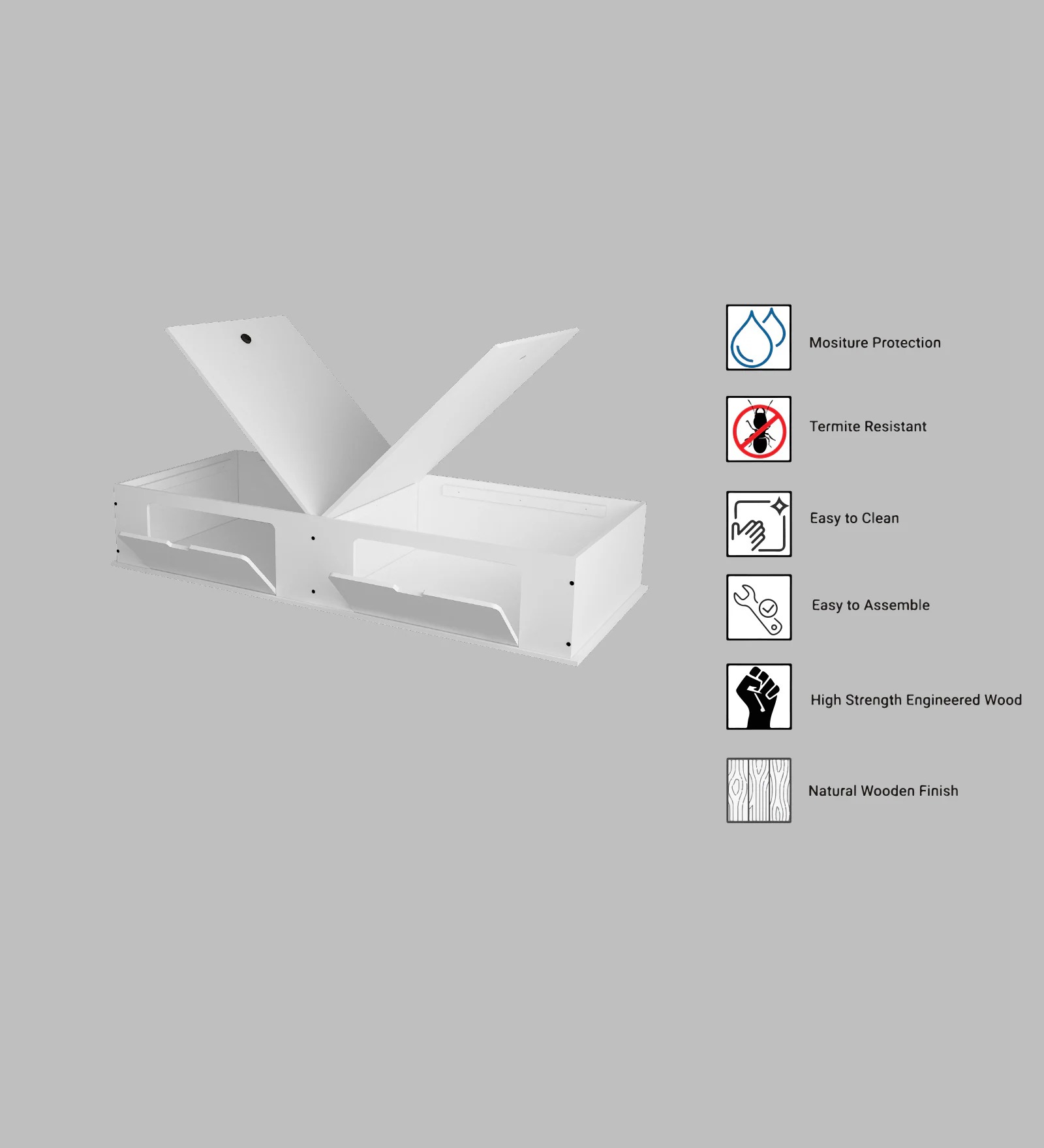 White Diwan Bed with Storage – Modern Space-Saving Single Bed | Swani Furniture - Image 4