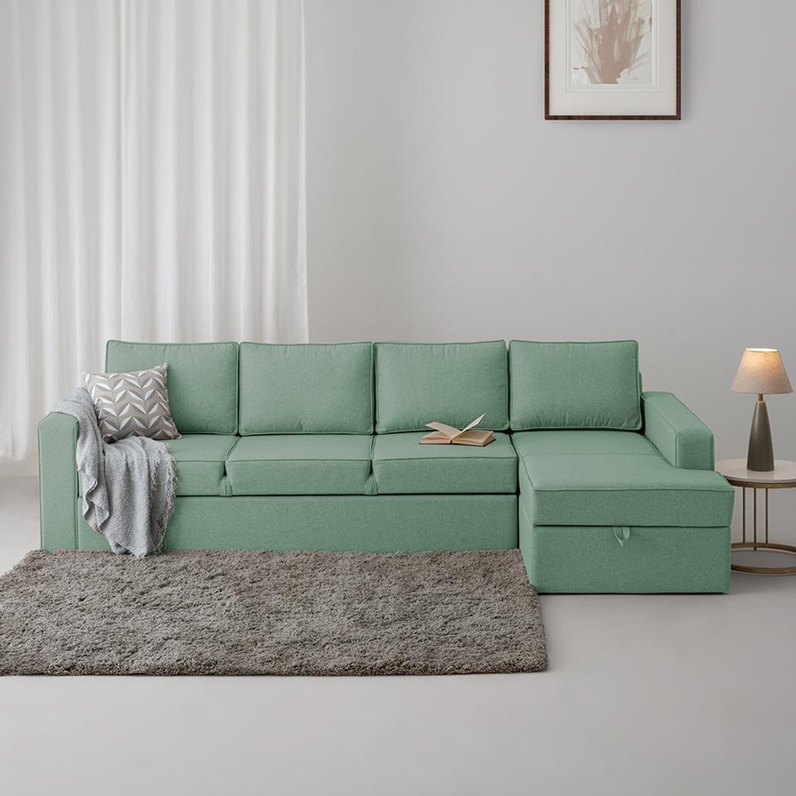 Swani Napper Storage L Shape Sofa Set – 3 Seater with Right Side Chaise