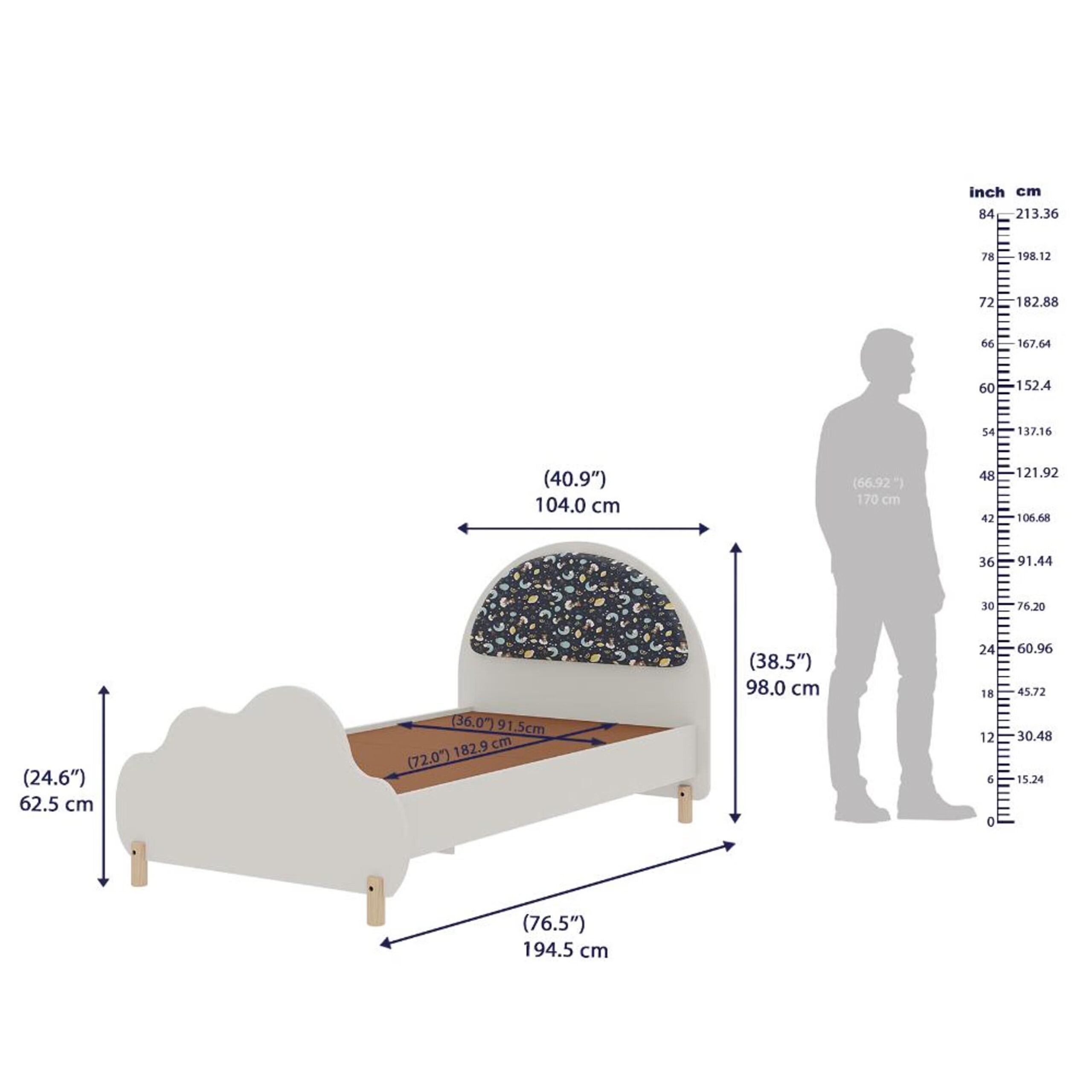 Kids Single Bed in Blue – Sturdy Engineered Wood Frame | 72x36 Inch | Swani Furniture - Image 4