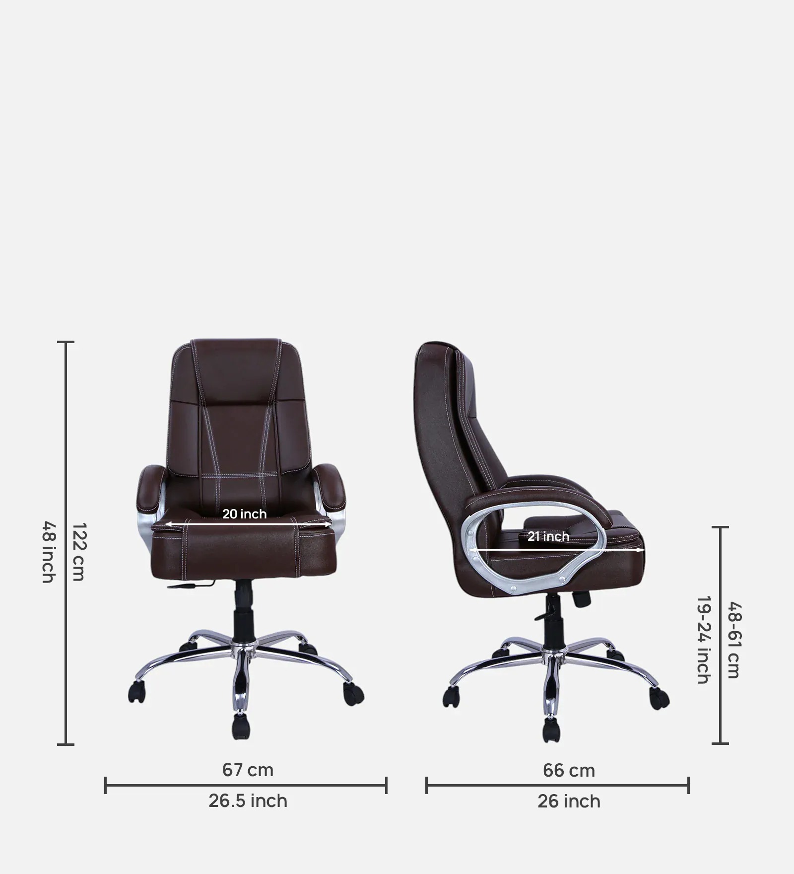 High Back Leatherette Executive Chair in Brown – Ergonomic Office Chair | Swani Furniture - Image 2