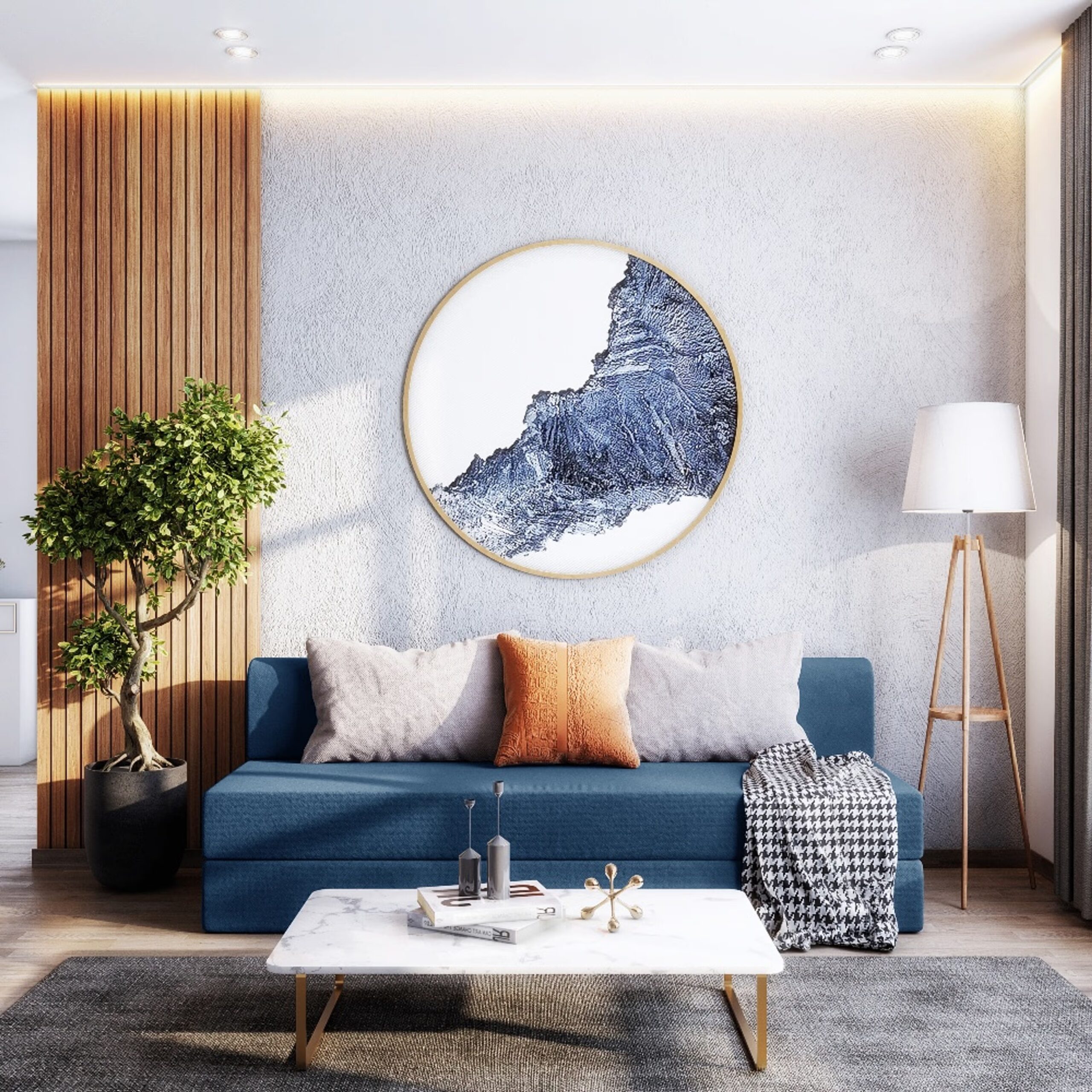 Swani Flipper Sofa Cum Bed – 3 Seater Convertible Sofa Bed in Omega Blue