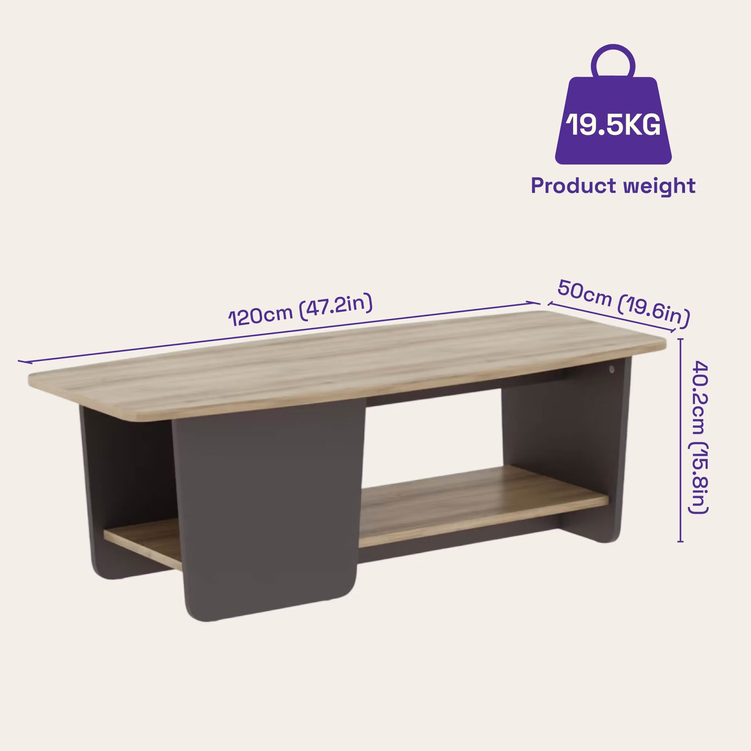 Swani Furniture Mellow Coffee Table – Moldau Acacia & Gravel Grey Finish, Engineered Wood - Image 2